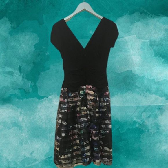 NWT $129 SL Fashions | Watercolor | Roses Stripes Organza Floral | Missy Dress - Picture 1 of 12